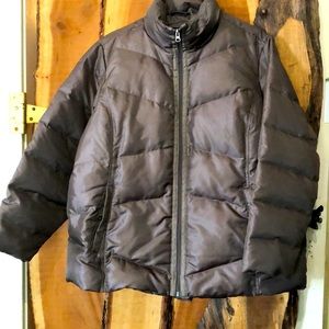 LANDS END Metallic Chocolate Brown Womens’ Down Puffer M-L EUC